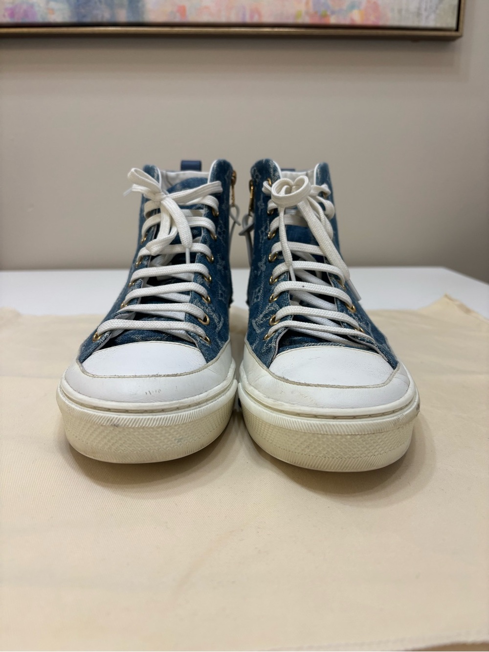 🔵 Louis Vuitton Stellar Sneaker Boot – Monogram Denim High-Top - Picture 8 of 12